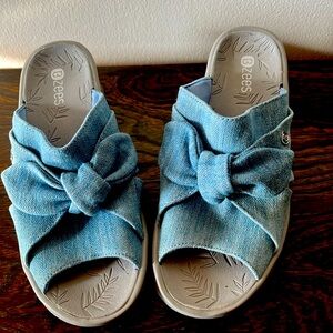 Wedges by Bzees, blue denim. Size 7